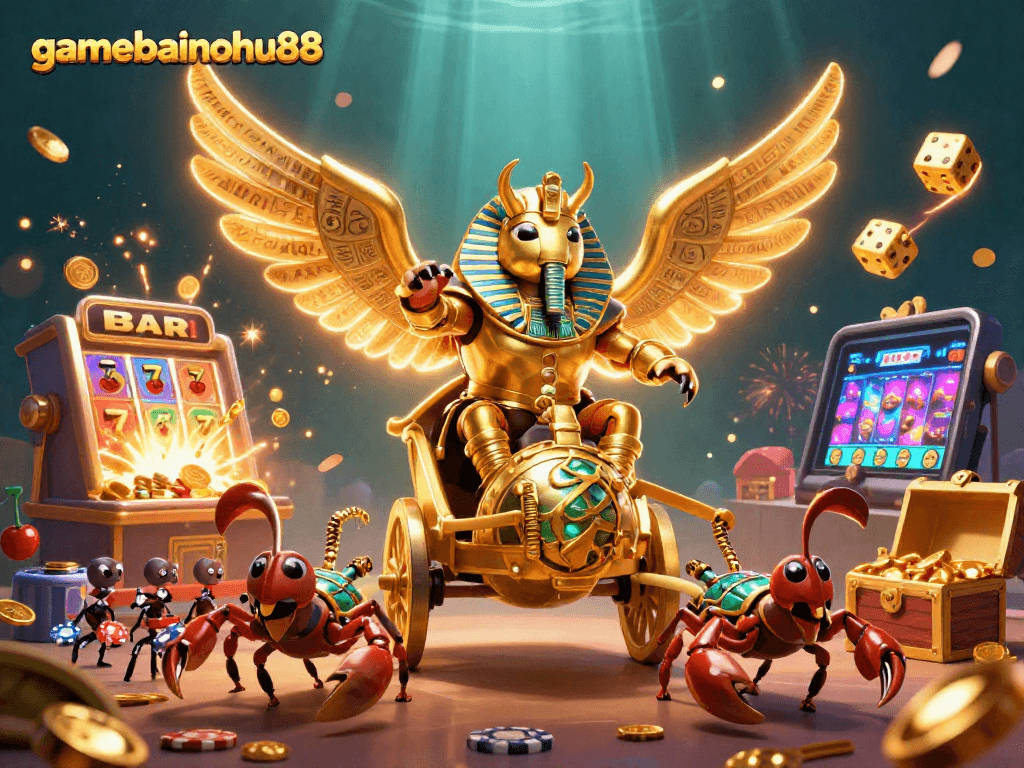 Engage with the thrilling world of gamebainohu88 featuring vibrant slot machines and interactive characters.