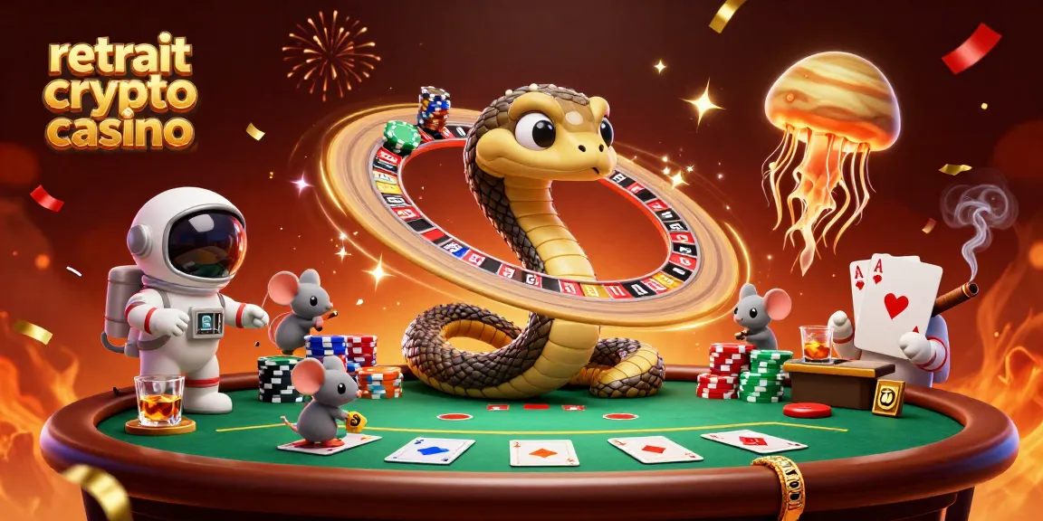 Retrait crypto casino dynamique avec des personnages jouant et pariant dans un univers amusant.