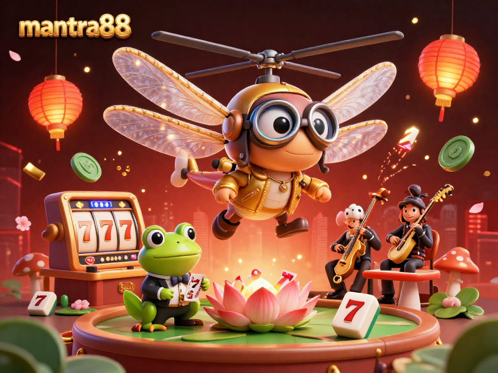 Experience excitement at mantra88 with a lively casino scene featuring animated characters and vibrant game elements.