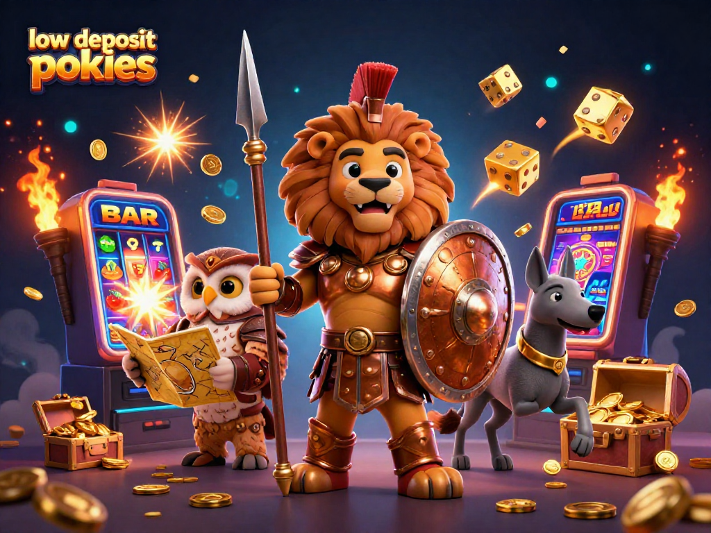 Engage with low deposit pokies and explore the thrilling casino vibe with jackpot slots and vibrant characters.