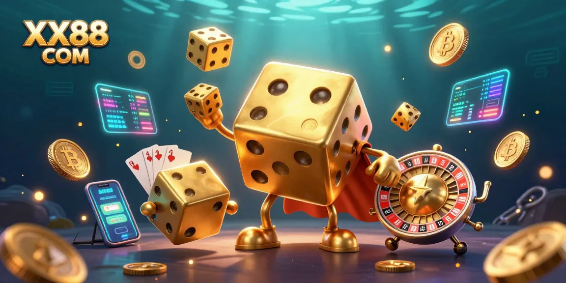 Experience thrilling games with the engaging scene featuring XX88 COM's vibrant casino elements and characters.
