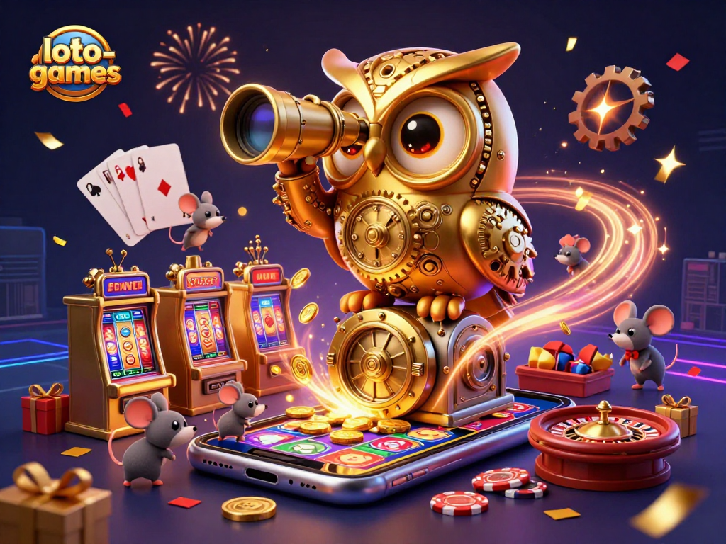 Experience the thrills of loto-games with an animated casino scene featuring iconic characters and vibrant game elements.