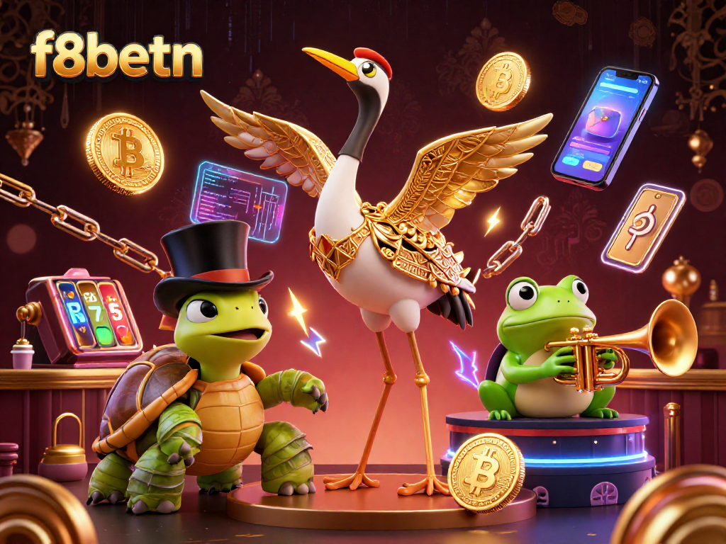 Engage in thrilling gaming action at f8betn with a vibrant casino-themed scene featuring colorful characters.