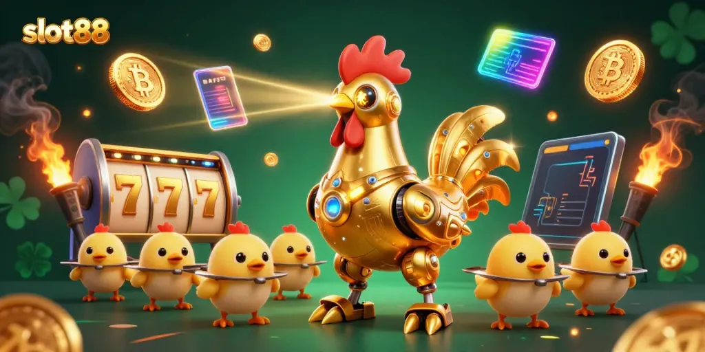 Experience the excitement of slot88 with dynamic golden characters and vivid gambling elements.