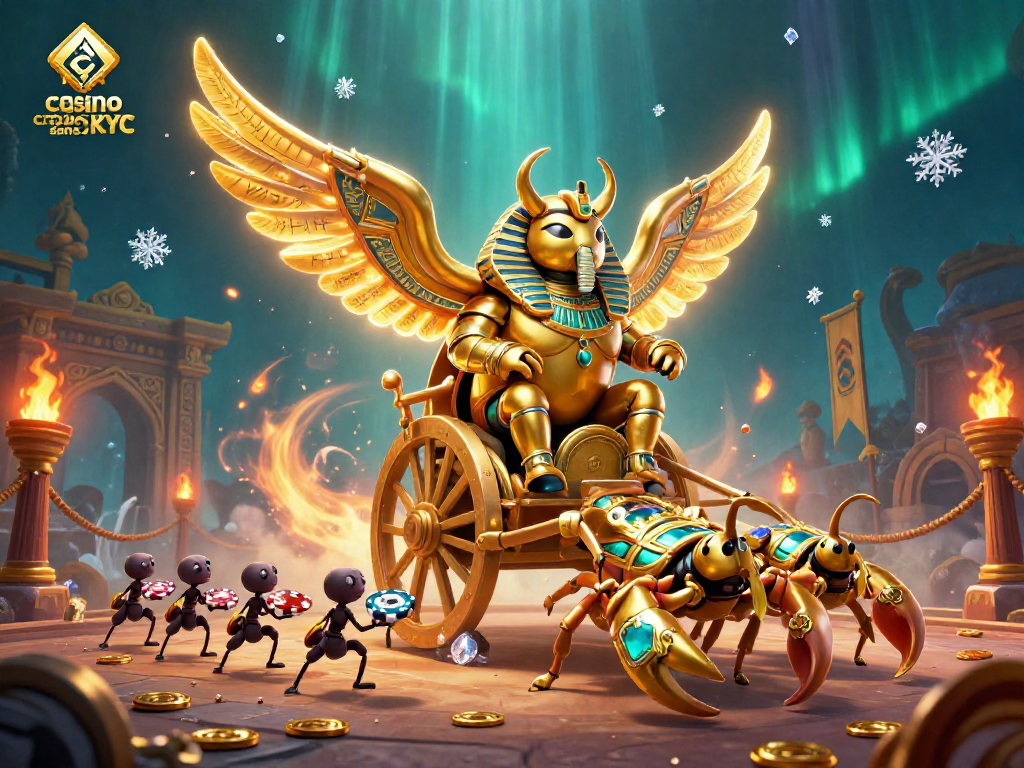 Jouez dans un casino crypto sans KYC avec une illustration de scarabée et scorpions en pleine action