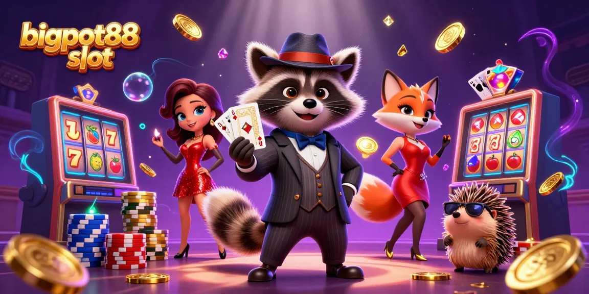 Visualisasikan pengalaman bermain bigpot88 slot dengan karakter menarik dan simbol game berkilauan.