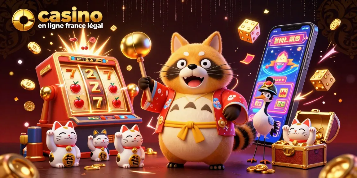 Faites le tour du casino en ligne France légal avec un tanuki chanceux et des maneki-neko.