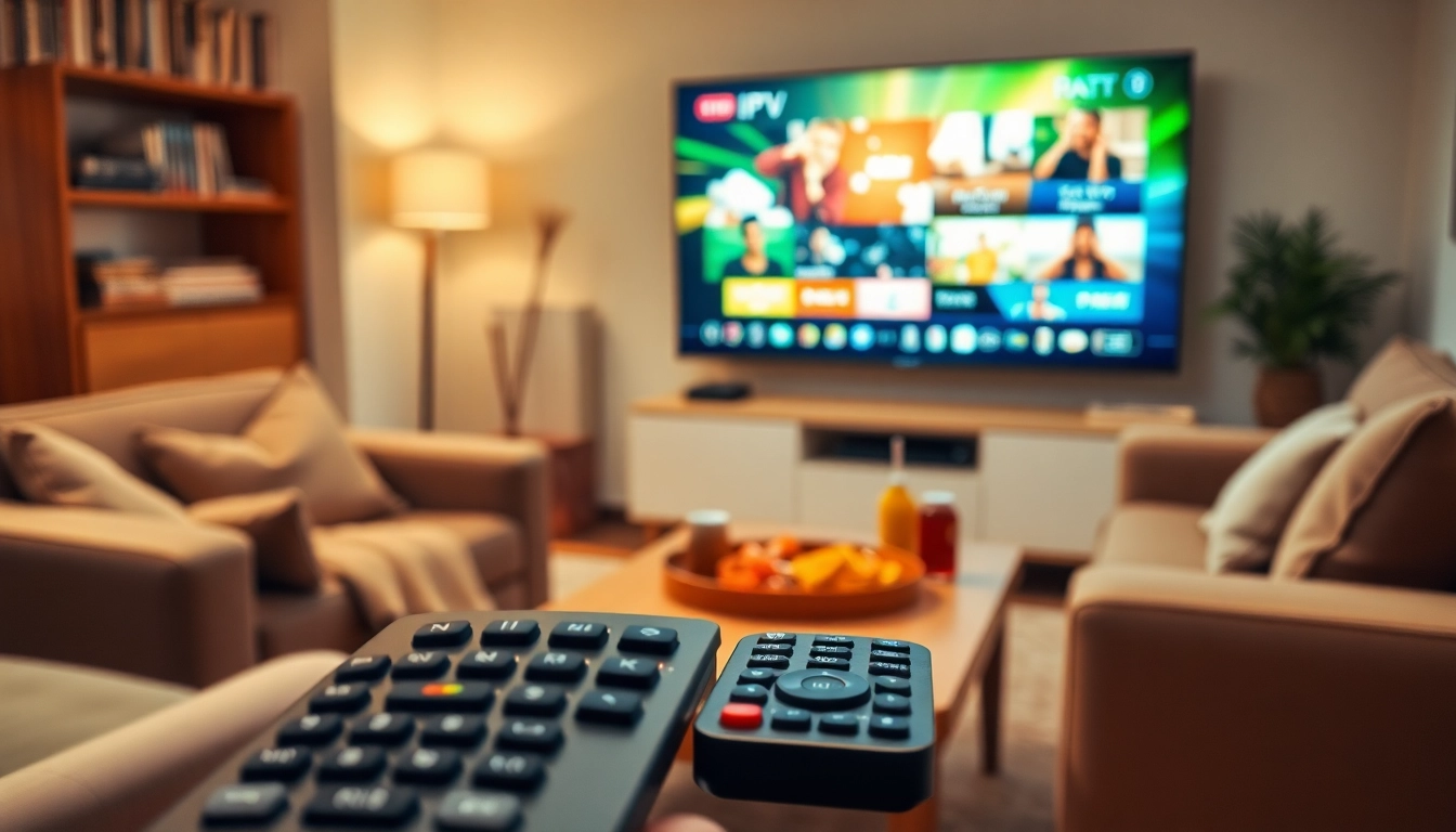 Enjoying premium iptv Canada service in a cozy living room setup