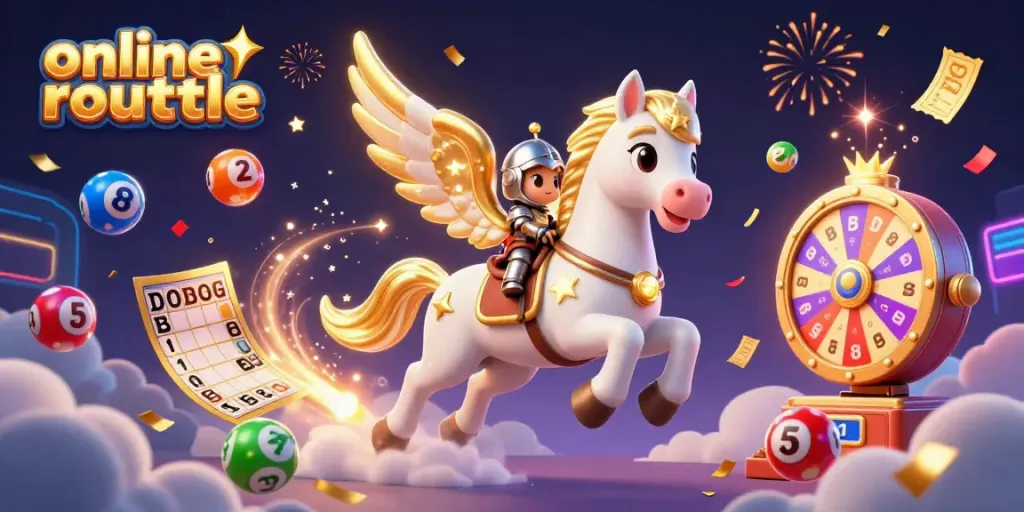 Experience online roulette excitement with a lively 3D scene featuring vibrant characters and casino elements.