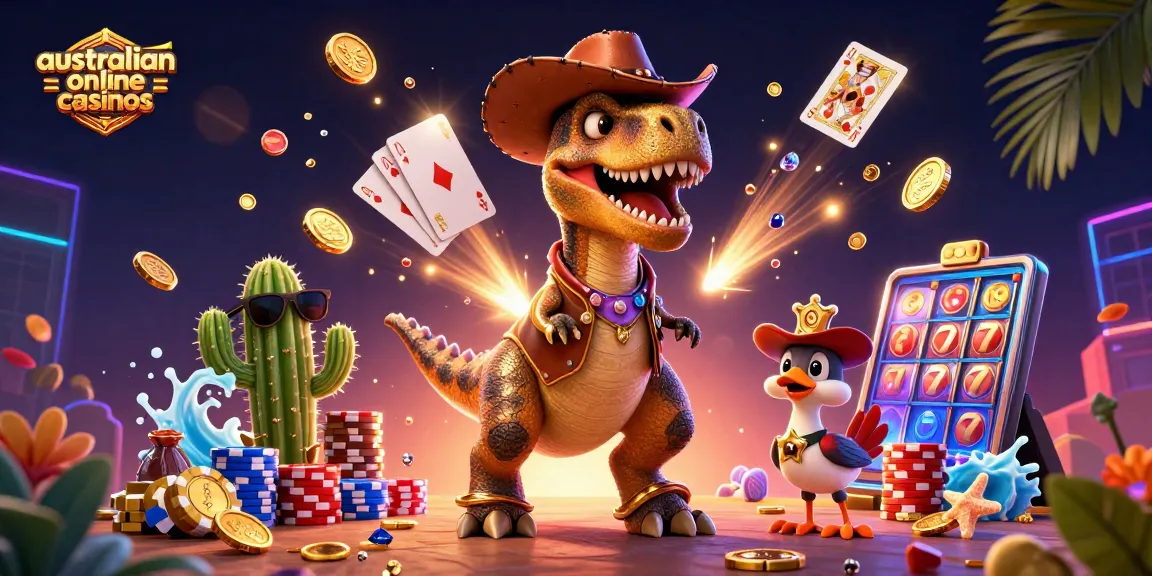 Experience exciting australian online casinos with action-packed gameplay featuring colorful characters and lively game elements.