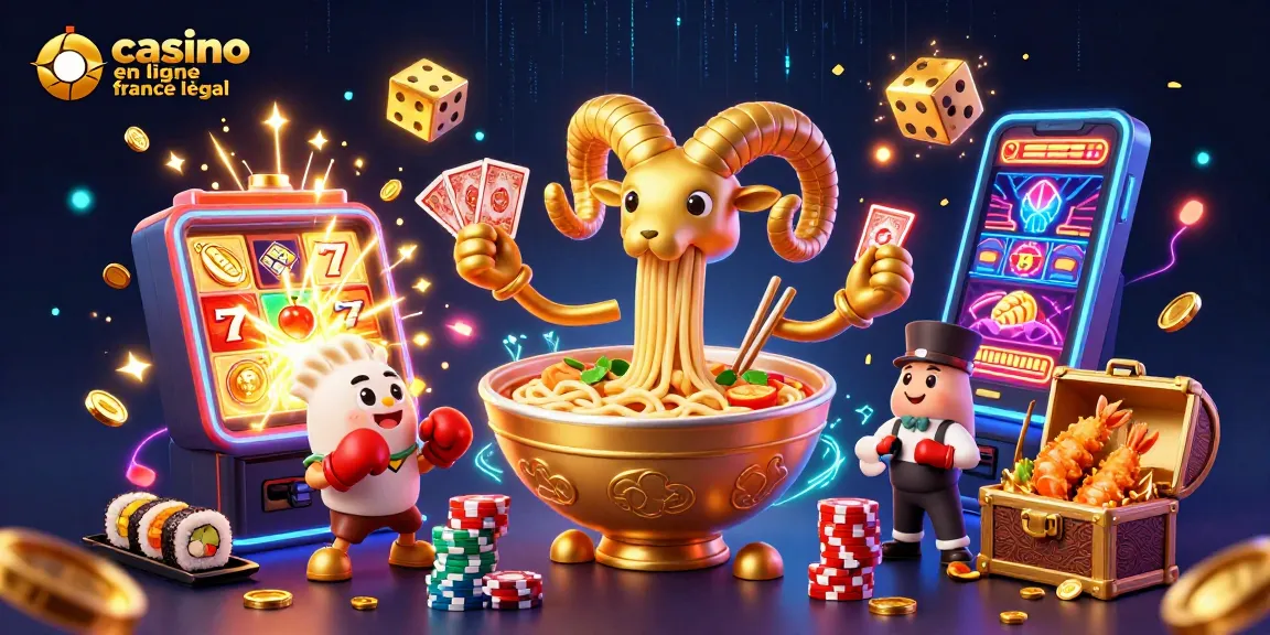 Illustration animée riche mettant en avant le casino en ligne légal en France avec des personnages d'animation dynamiques.