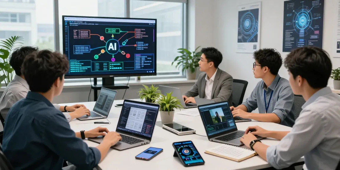 AI Image Detection workspace with team analyzing algorithms and data.
