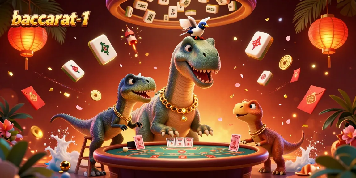 Baccarat-1's vibrant 3D casino illustration featuring unique characters engaging in the game.