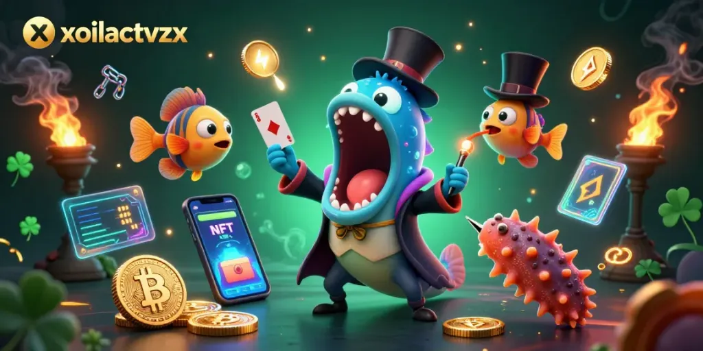 Watch the stunning 3D scene of xoilactvzx with a deep-sea eel performing thrilling gambling magic tricks.