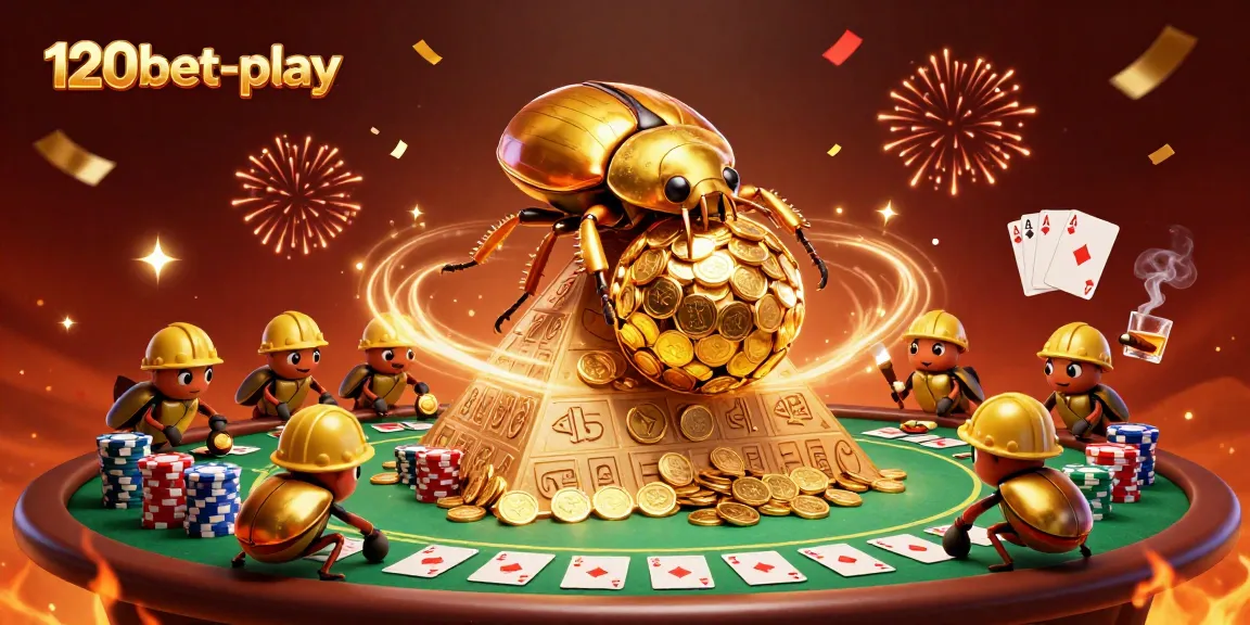 Experience thrilling gameplay with 120bet-play's dynamic casino scene featuring custom dice and poker elements.