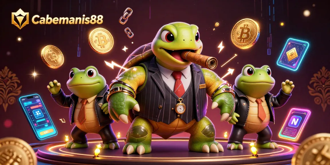 Experience thrilling gaming at Cabemanis88 with vibrant characters and crypto elements.