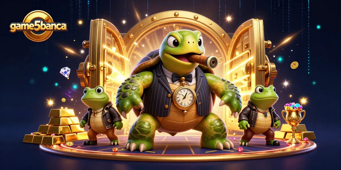 Win big at game5banca in a vibrant casino scene with treasure and dynamic characters.