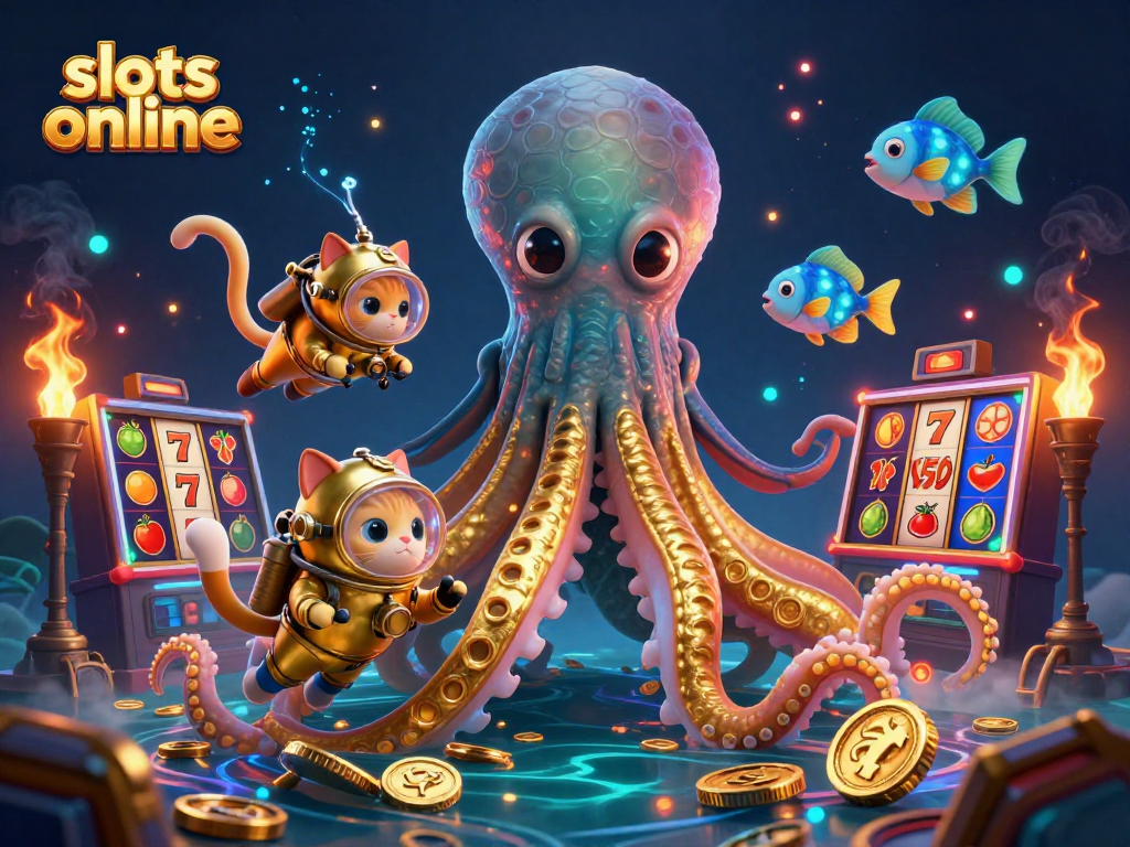 Engage with slots online and discover captivating gameplay alongside a lively kraken and diving cat.