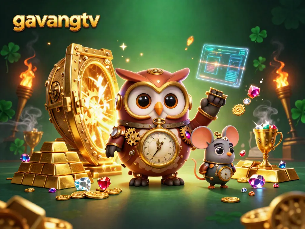 Experience high-stakes gaming with Gavangtv's dynamic 3D casino illustration featuring an adventurous owl.