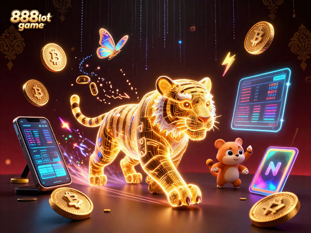 Experience thrilling adventures with the 888slot game, navigating a digital casino landscape filled with vibrant elements.