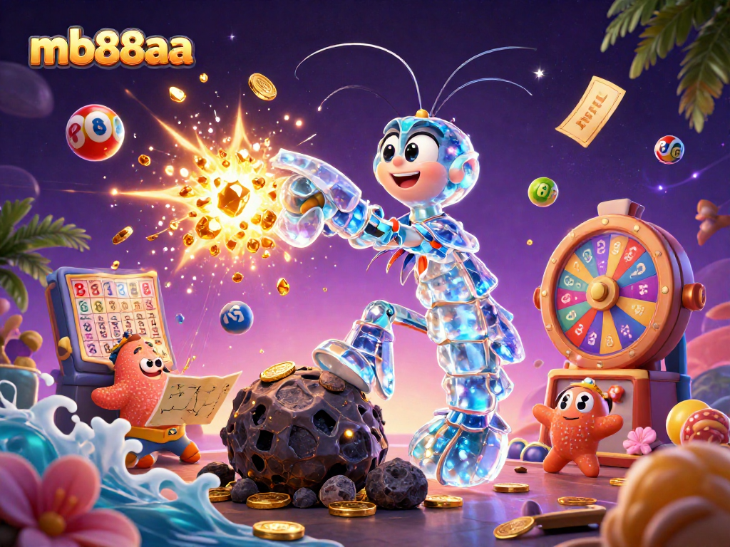 Engage with mb88aa to experience an explosion of gems in a thrilling lottery scene with colorful elements.