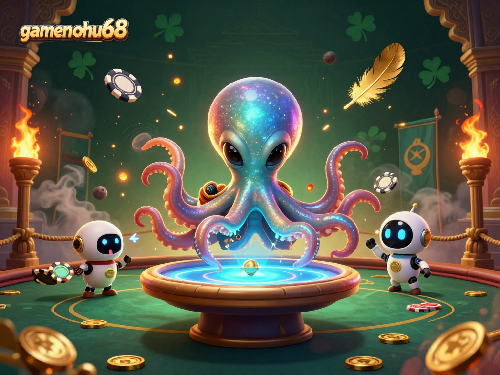 Join the alien octopus in a thrilling poker scene with gamenohu68, where the stakes are cosmic!
