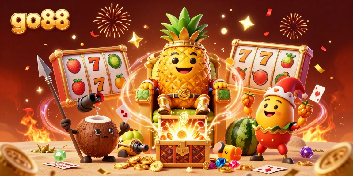 Experience the vibrant excitement at go 88 with a casino-themed illustration featuring energetic characters and gaming elements.