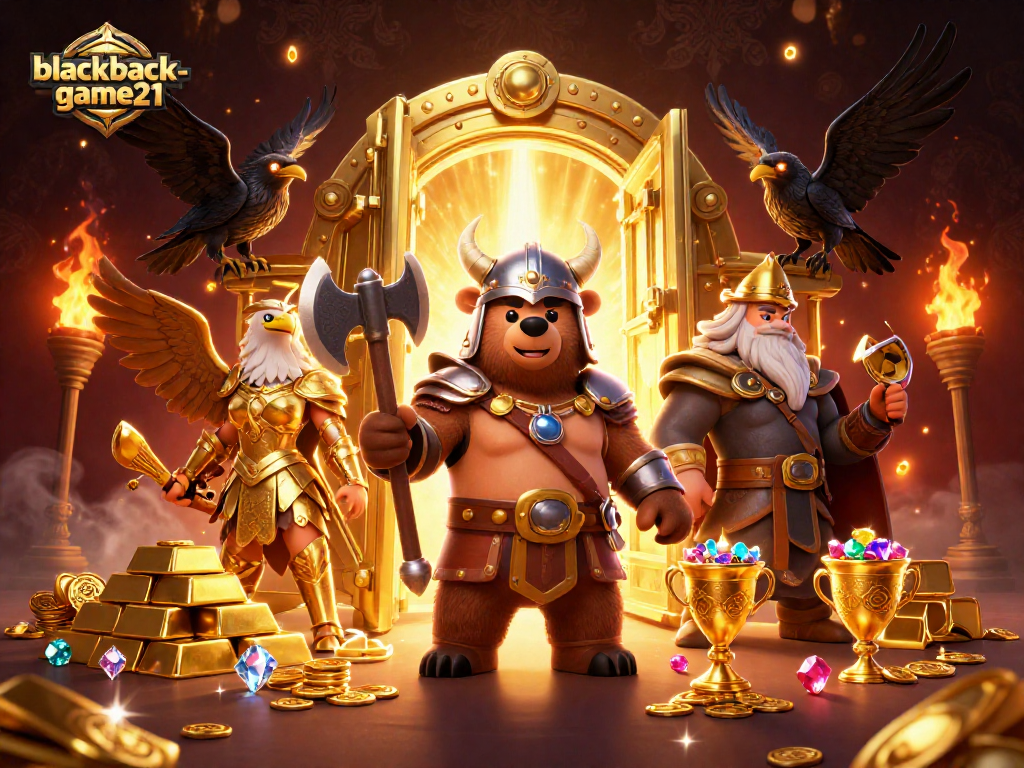Engage with blackjack-game21 through thrilling matches featuring Viking characters, golden treasure, and immersive casino elements.