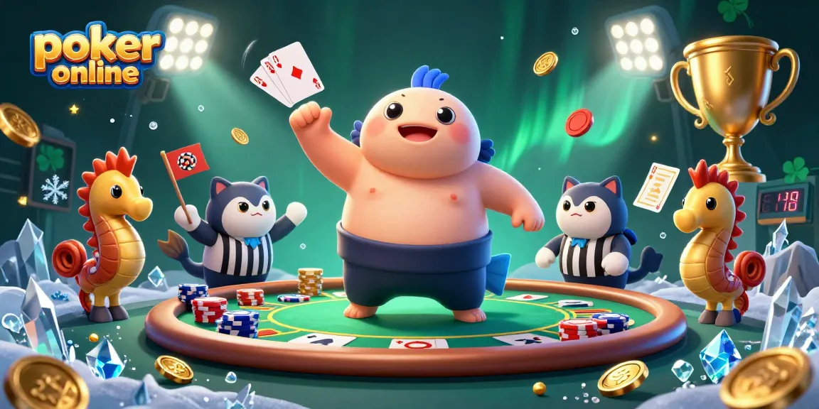 Jouez au poker en ligne avec des personnages animés et des éléments de casino captivants.