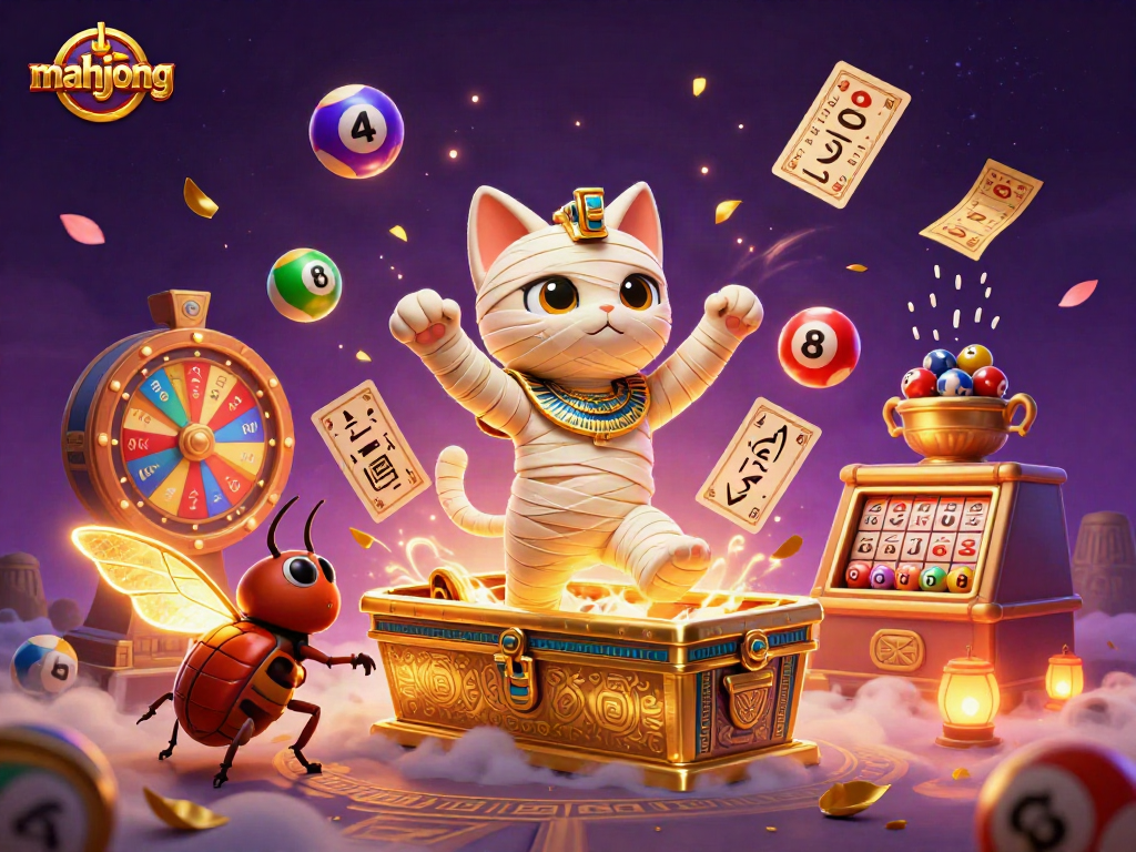 Experience exciting mahjong gameplay with engaging characters and vibrant gaming elements in this 3D scene.