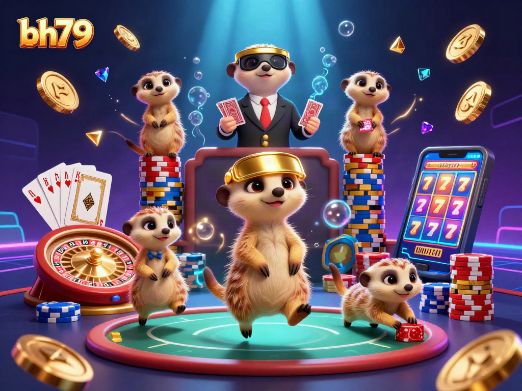Experience high-stakes action at bh79's vibrant casino with meerkat characters and games.
