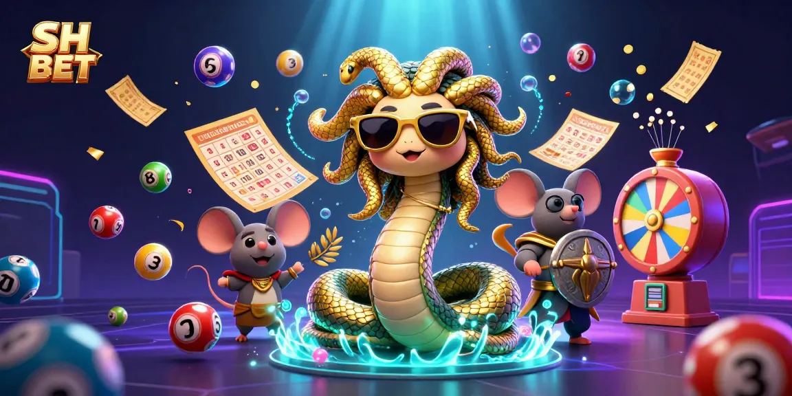 Engage in the vibrant world of SH BET with lively cartoon characters amidst dynamic lottery elements.