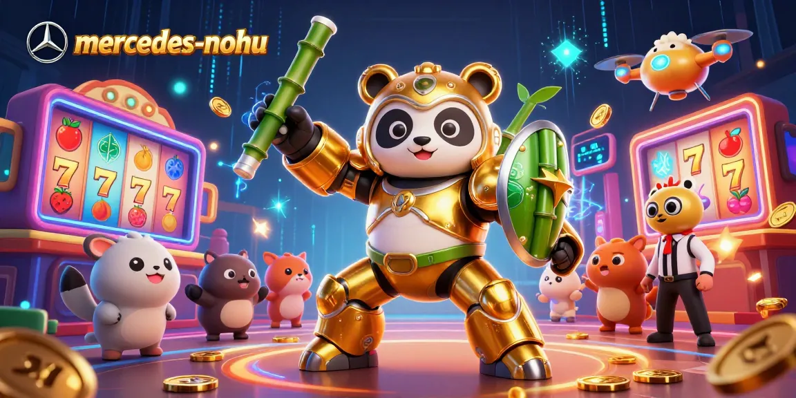 Experience thrilling action at mercedes-nohu with a golden panda mech in a vibrant casino setting.