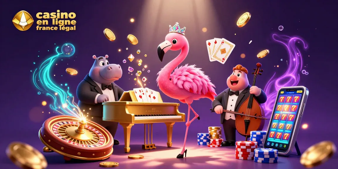 Jouer sur un casino en ligne France légal avec une scène animée de casino captivante et dynamique.