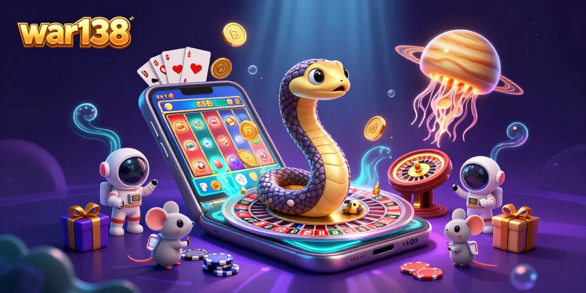 Experience thrilling gaming action at war138 with slots and roulette in a vibrant cosmic setting.