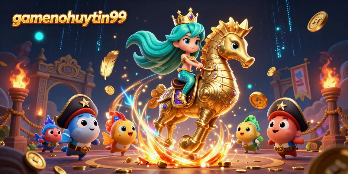 Join the adventure at gamenohuuytin99 with vibrant mermaid characters in a magical casino setting.
