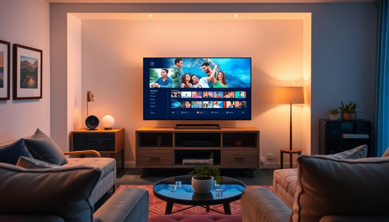 Experience iptv free trial on a cozy setup with a vibrant TV streaming channels.