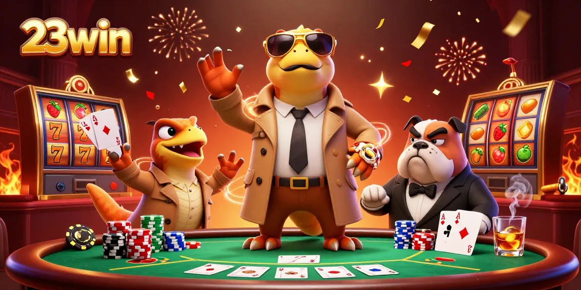 Experience excitement at 23win with raptors sneaking into a VIP lounge surrounded by poker and slots.