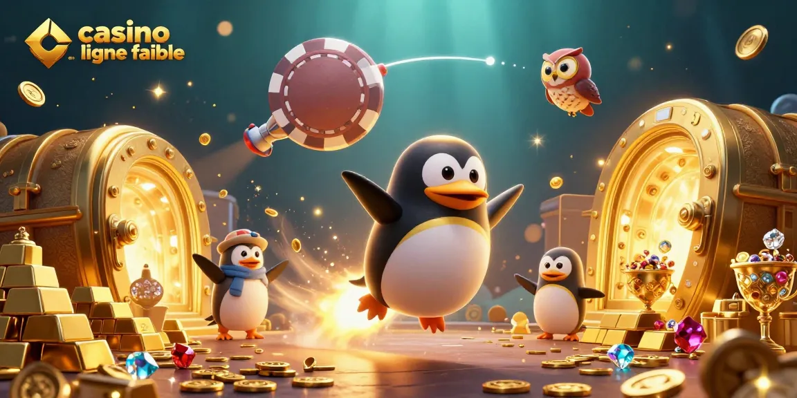 Profitez d'une expérience captivante avec un casino en ligne fiable mettant en avant un pingouin doré propulsé par une fusée.