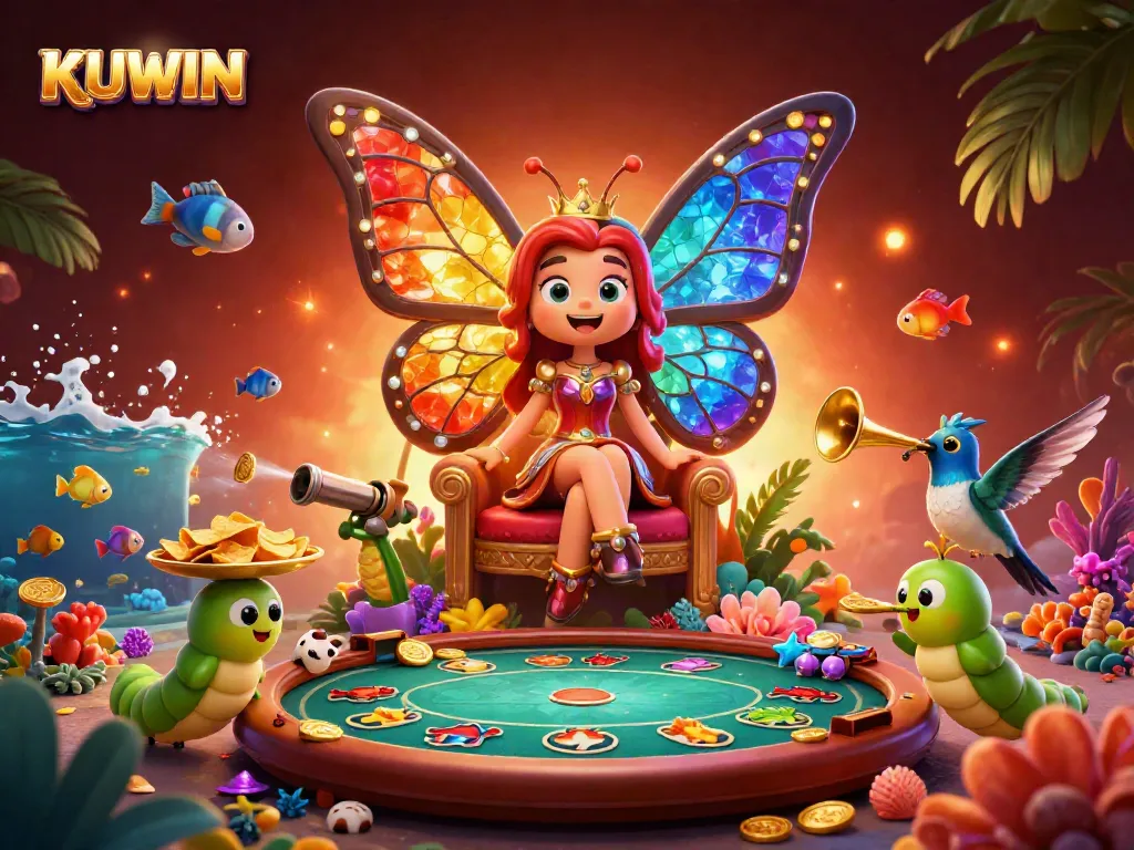 Engage in thrilling fish shooting adventures with KUWIN featuring underwater elements and vibrant coral.