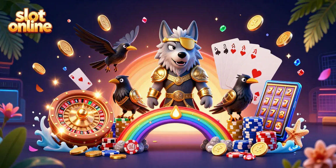 Experience thrilling slot online games with vibrant characters, colorful chips, and dynamic casino elements.