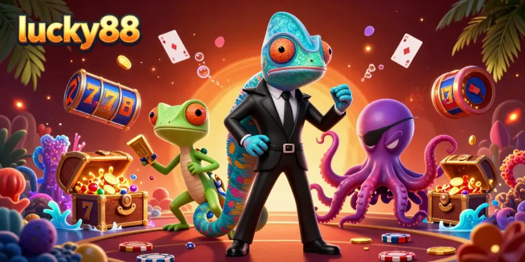 Experience thrilling gameplay at lucky88 with vibrant characters and dynamic casino elements.