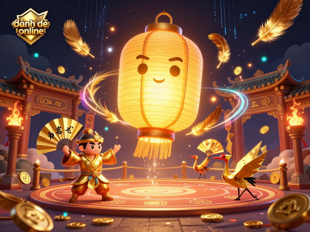Experience the excitement of đánh đề online with a vibrant, dynamic 3D casino scene featuring unique characters and elements.