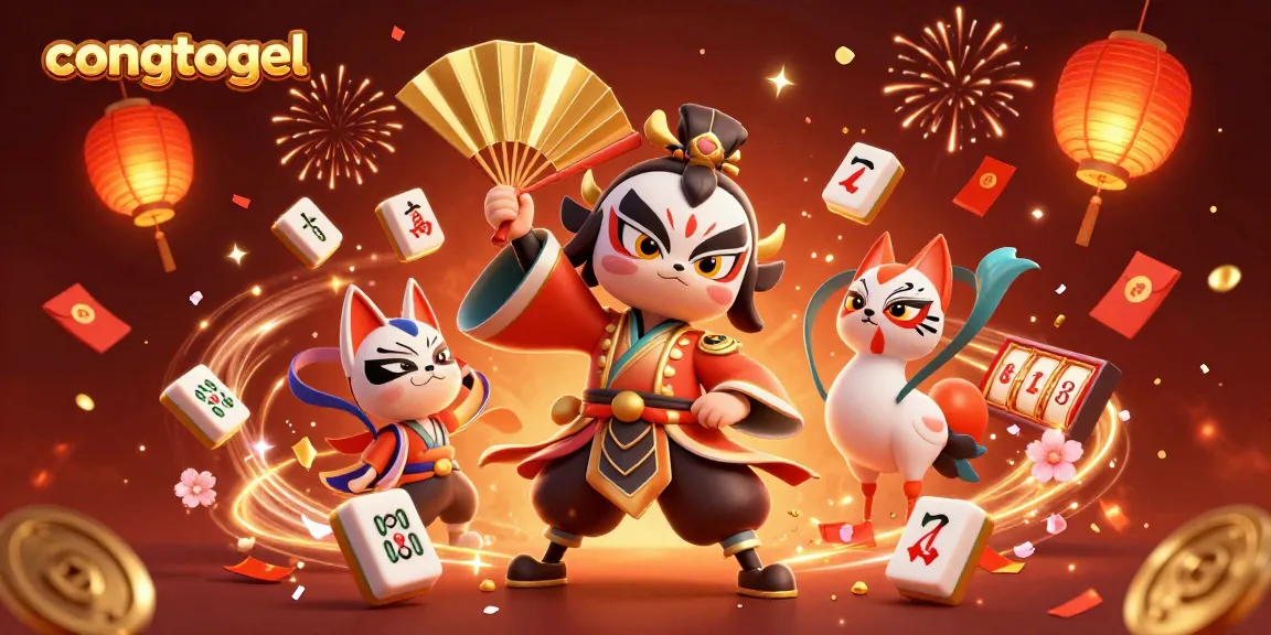 Experience thrilling gameplay with congtogel in a vibrant 3D casino scene featuring kabuki warriors and colorful elements.