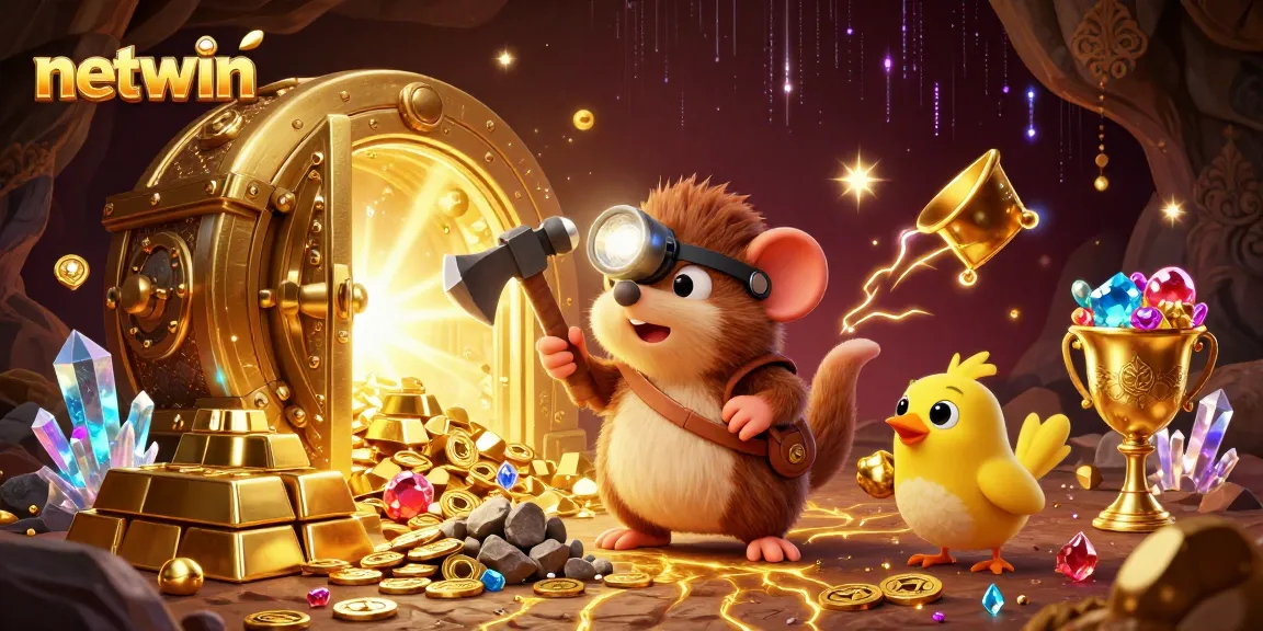 Experience excitement at netwin with a treasure hunter mole discovering gems and gold.