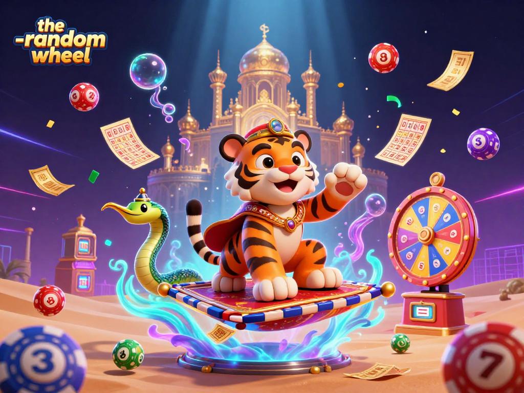 Spin your fortune with the-random-wheel's vibrant prize wheel in a lively casino scene.