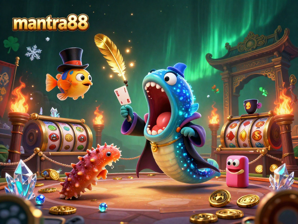 Engage with mantra88's magic as the eel casts spells and performs card tricks in a vibrant casino scene.