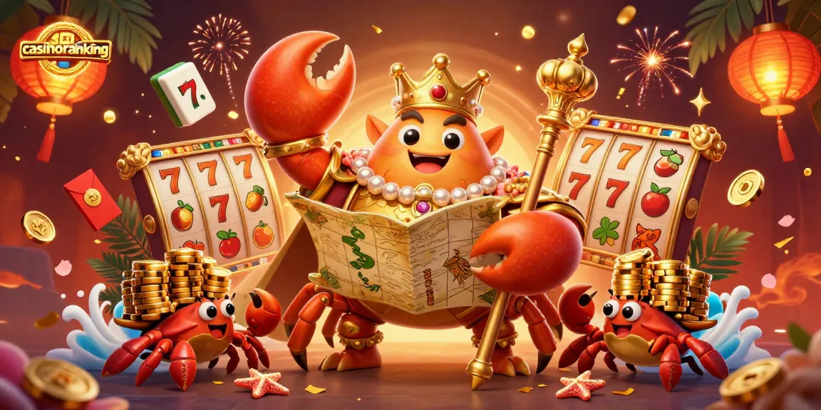 Engage with the energizing atmosphere at casinoranking's vibrant 3D casino scene filled with treasures and lucky symbols.
