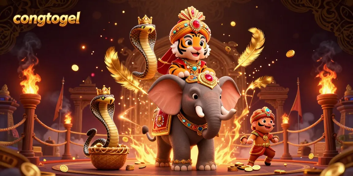 Engage with congtogel's vibrant casino world featuring a royal elephant and majestic tiger.