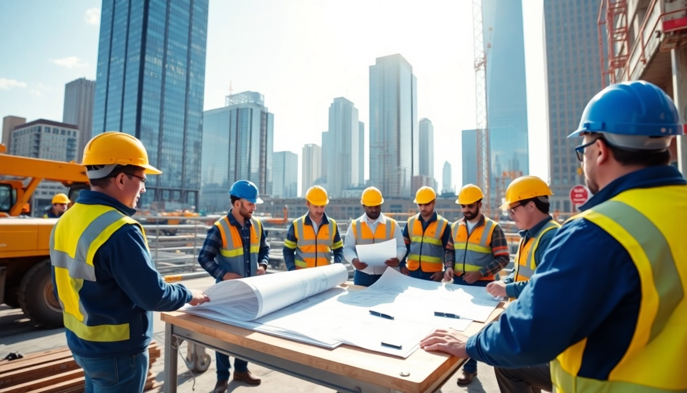 Showcasing skilled Manhattan Commercial General Contractor team on a bustling construction site.